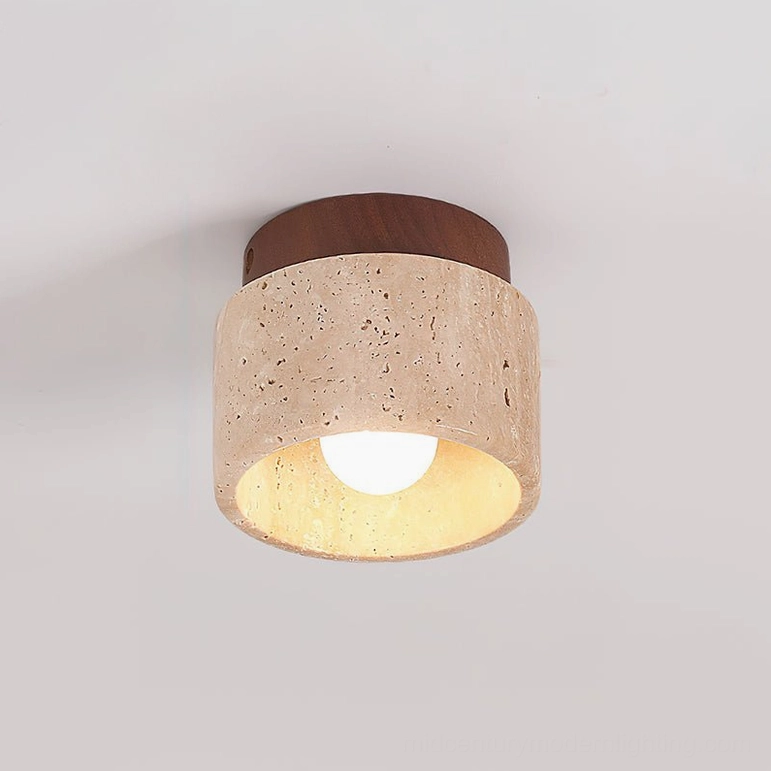 Gaila travertine ceiling light beige walnut color option premium material flush mount