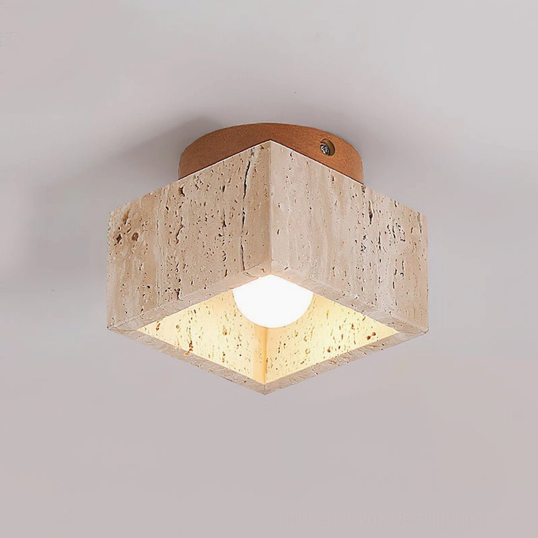 Gaila beige wood travertine ceiling light warm natural finish minimalist modern aesthetic