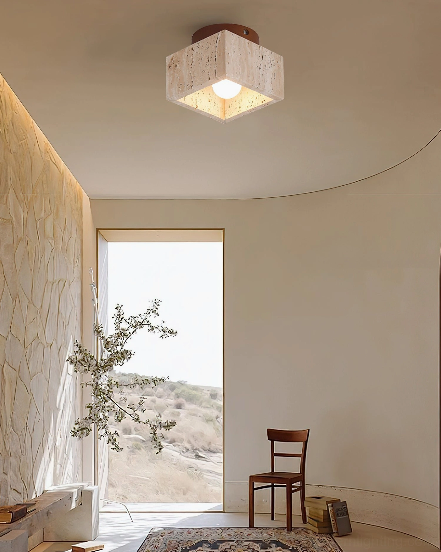Gaila stone ceiling light curved wall architectural space minimalist modern interior