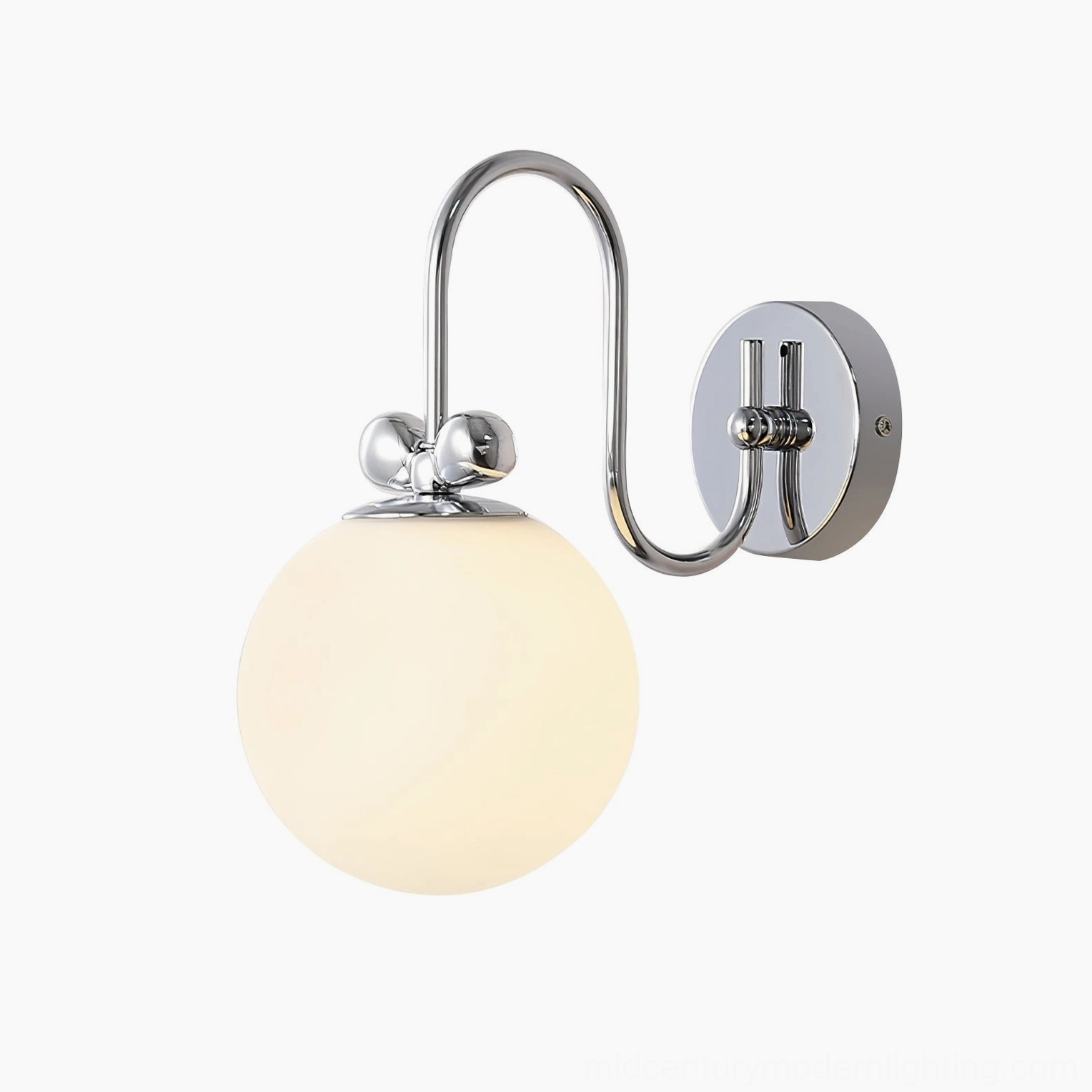 Galaxy Lux wall sconce full product view showing complete sculptural design with frosted white glass and polished chrome finish