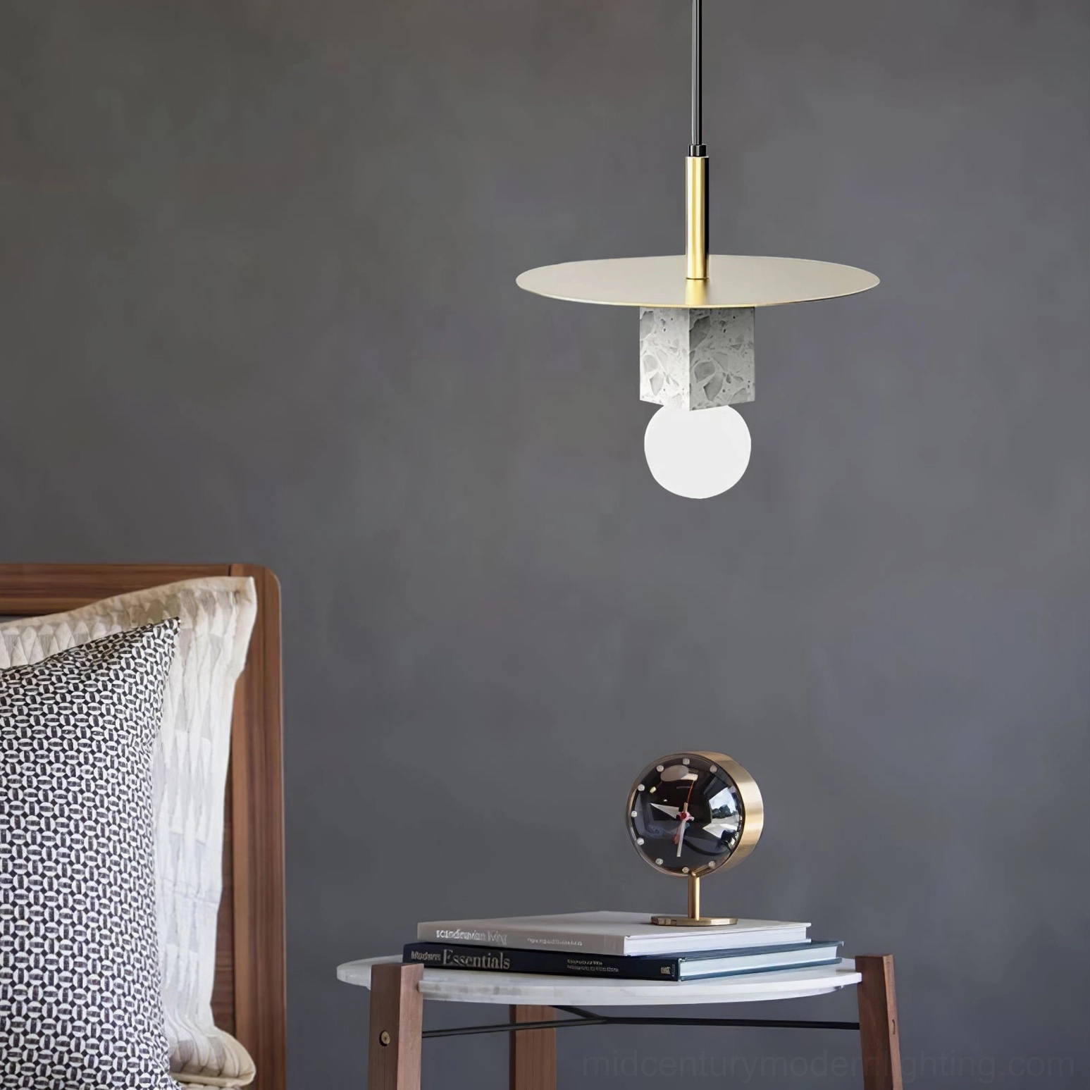 Modern square marble pendant lamp geometric contemporary design aesthetic