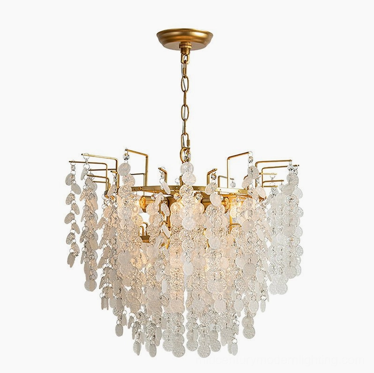 Gevan gold brass tiered crystal chandelier elegant pendant light fixture