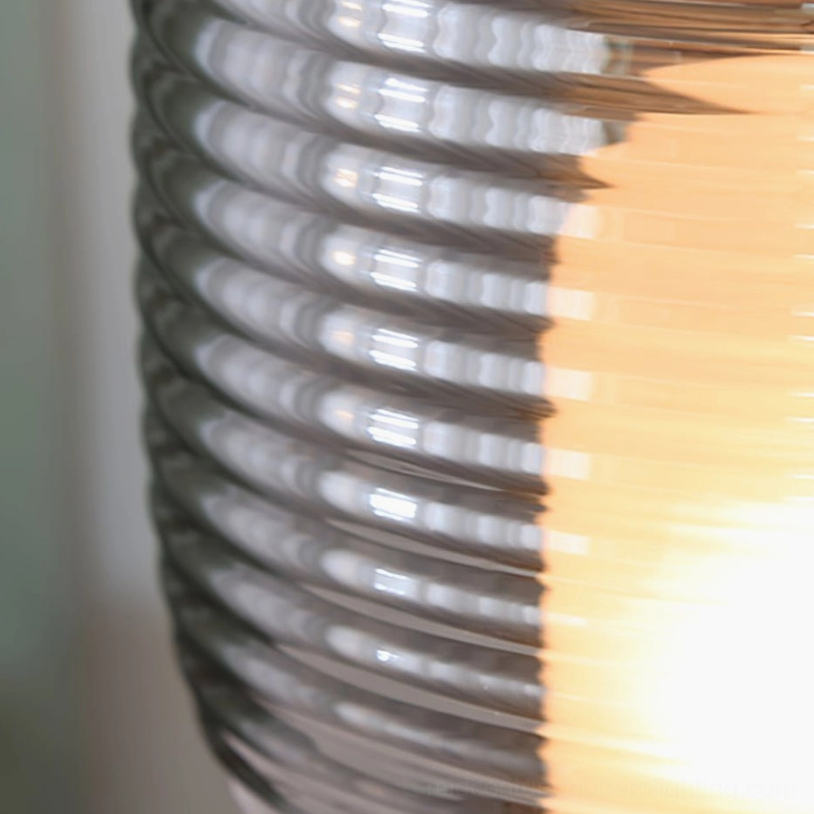 Macro close-up of Ghia ribbed glass texture with warm light diffusion detail