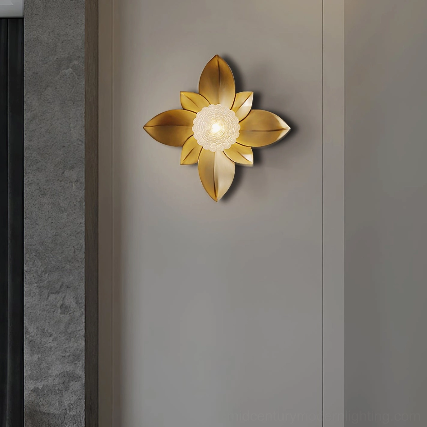 Gigi floral sconce in boutique hotel, refined hospitality ambiance