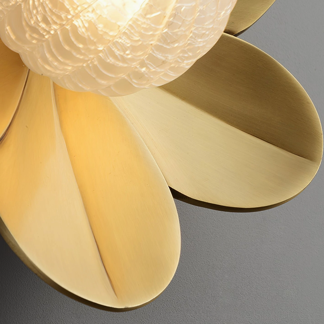 Gigi mid-century modern wall sconce detail shot, petal structure and design