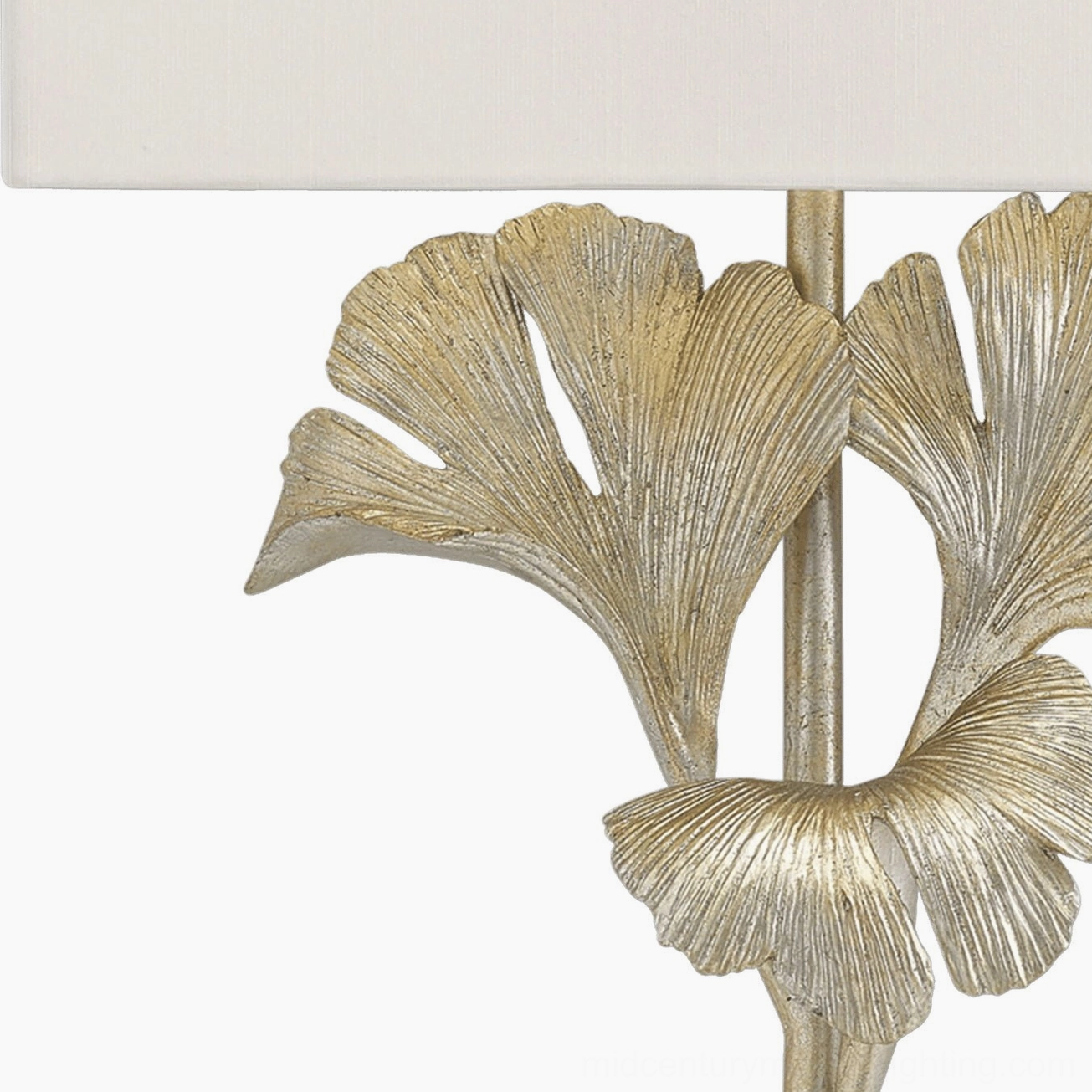 Gingko botanical wall sconce with sculptural leaf frame and soft light diffusion