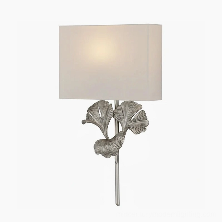 Gingko wall lamp in nickel color finish variant showing metallic option