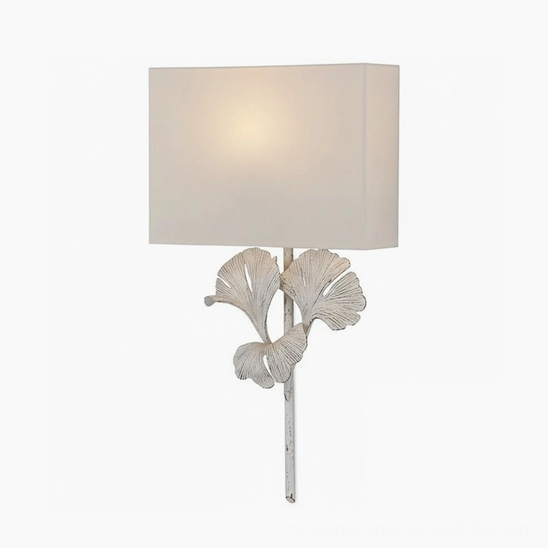 Gingko wall sconce in old white finish variant for light interior spaces