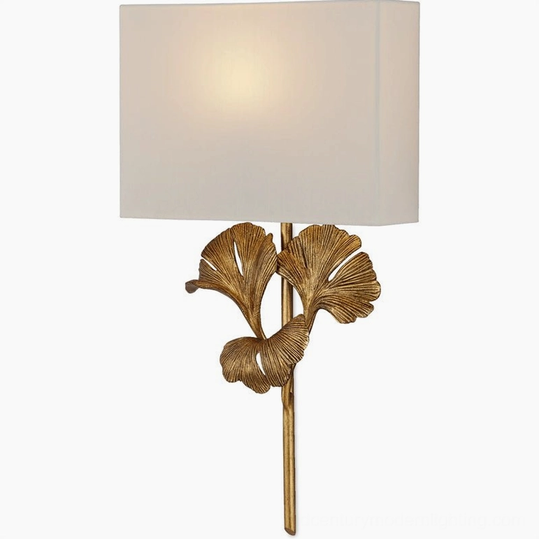 Gingko sconce in japandi design style with natural materials and minimalist aesthetic