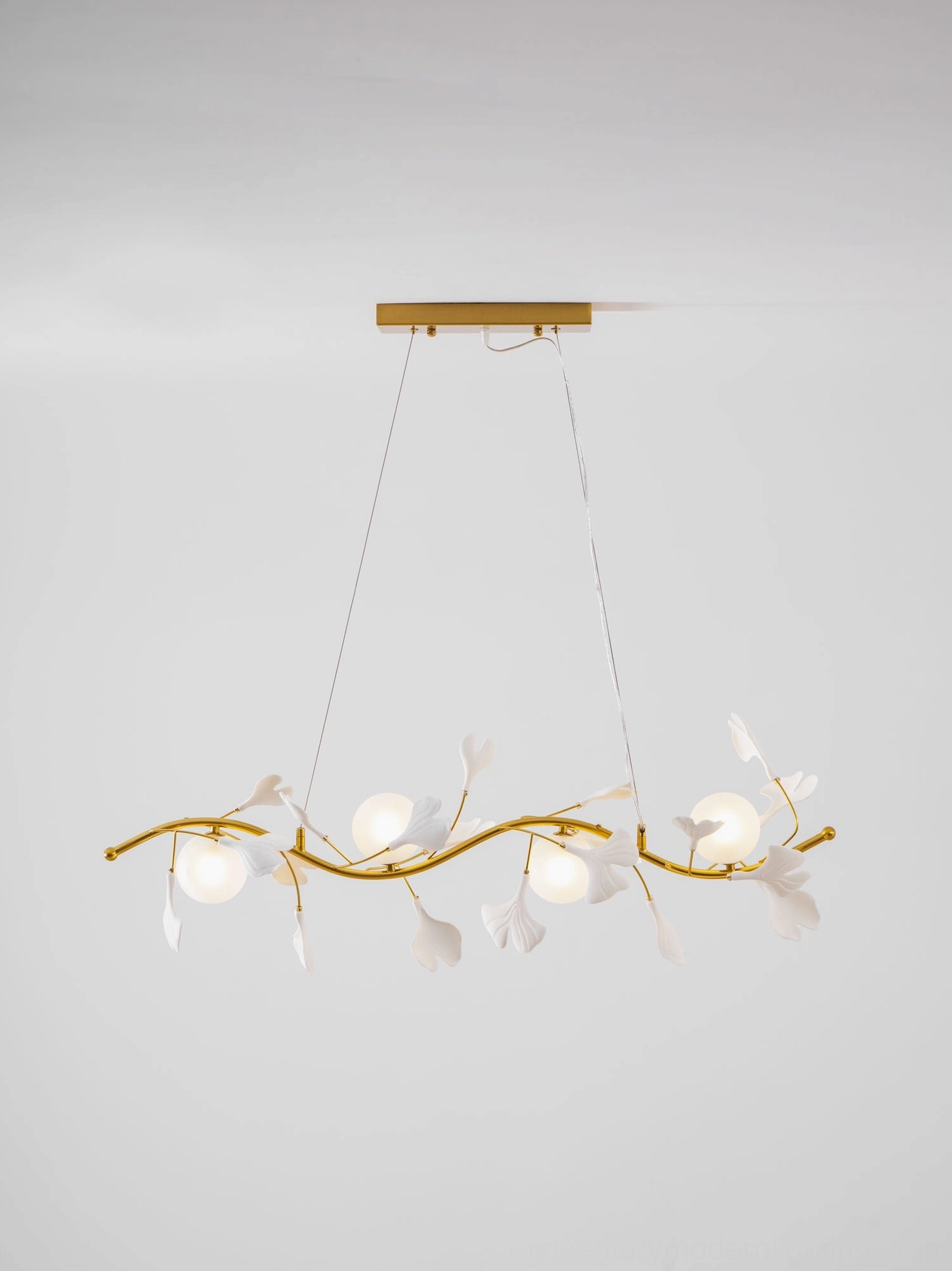 Ginkko Glass Chandelier 4-head standard size linear mounting canopy and electrical components