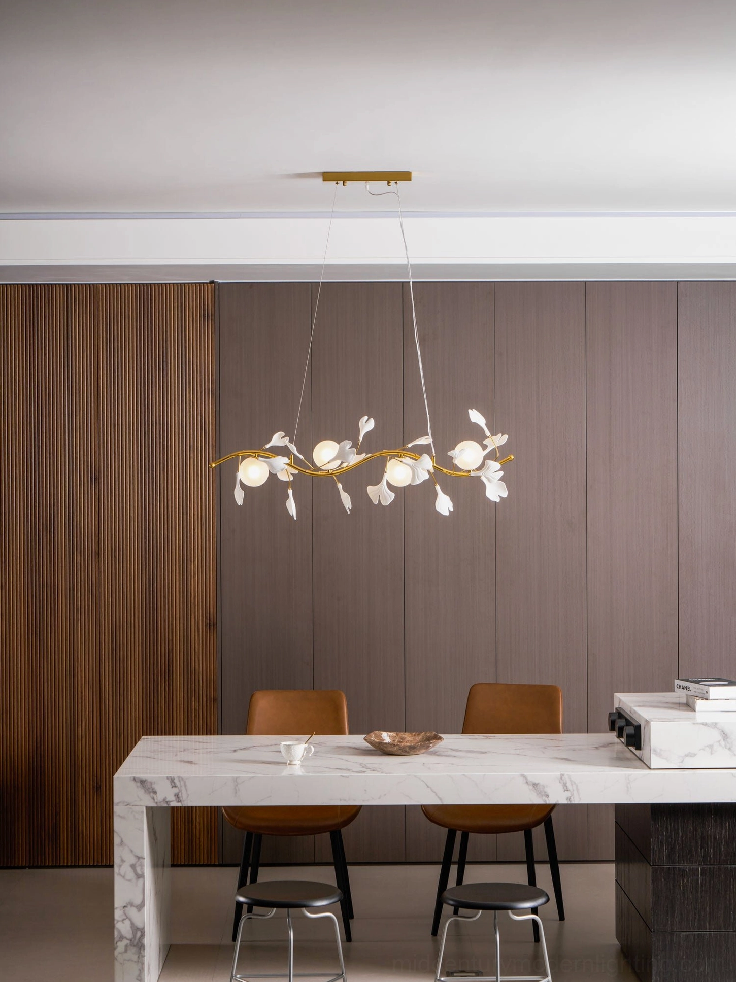 Ginkko Glass Chandelier botanical inspired lighting design for modern and japandi interiors