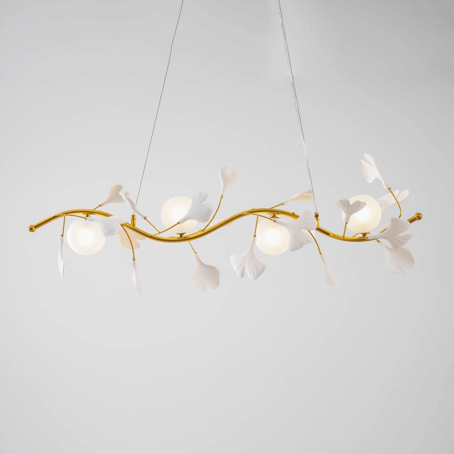 Ginkko Glass Chandelier mid-century modern interpretation of ginkgo biloba leaf fixture