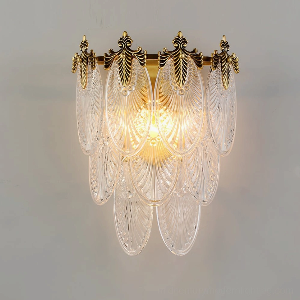 Giulia brass wall lamp studio shot highlighting premium construction and artistic glass finish quality