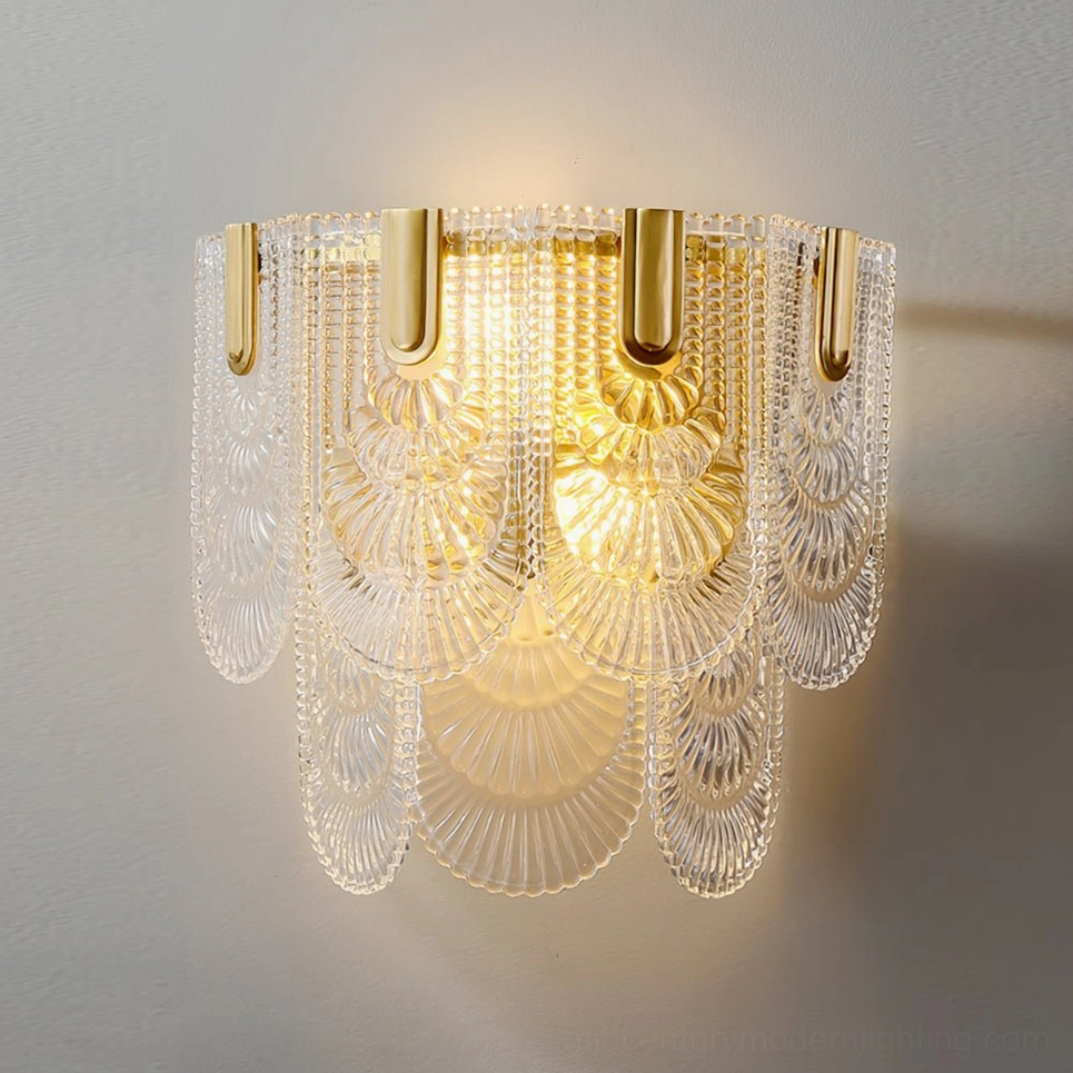 Model B Giulia brass wall sconce displaying standard configuration with dual E14 bulb compatibility