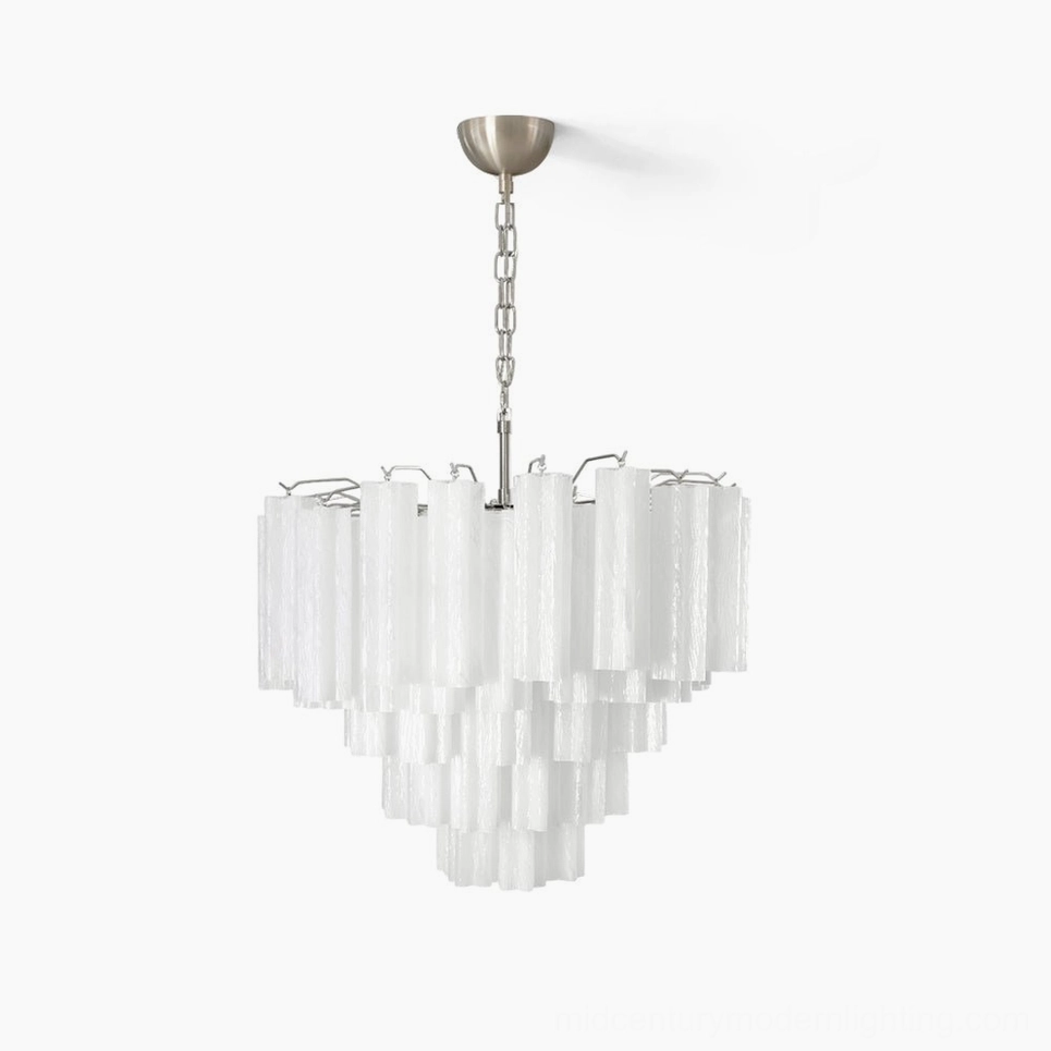 Glacier Tubular Chandelier frosted glass tiered design front view studio photography