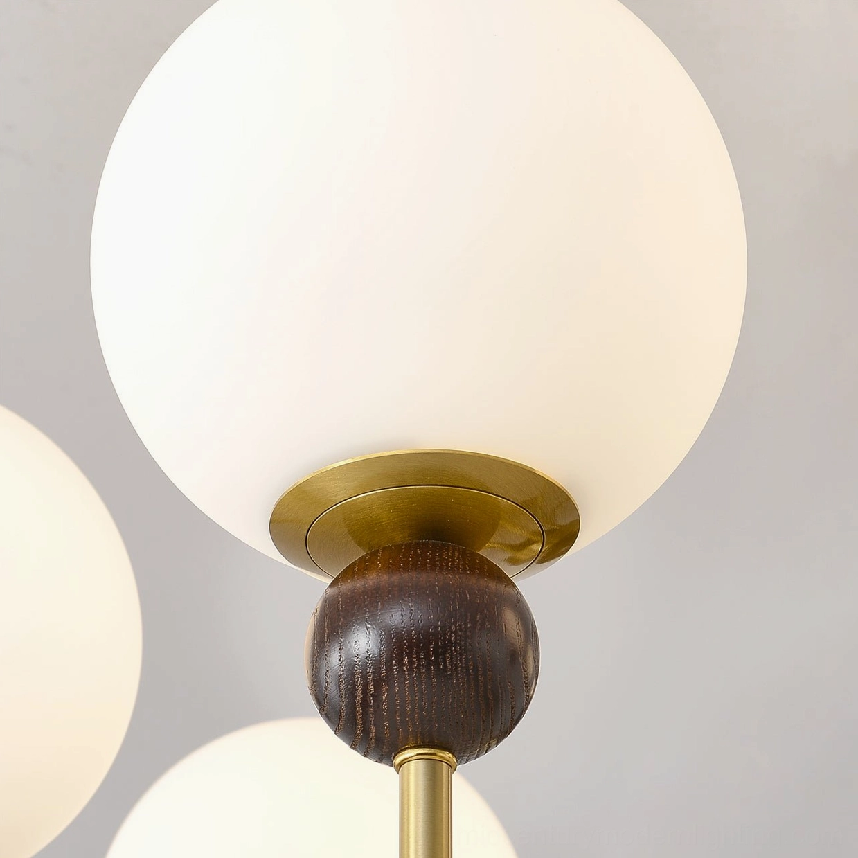 Contemporary glass chandelier sand nickel and black finish, suspended overhead view