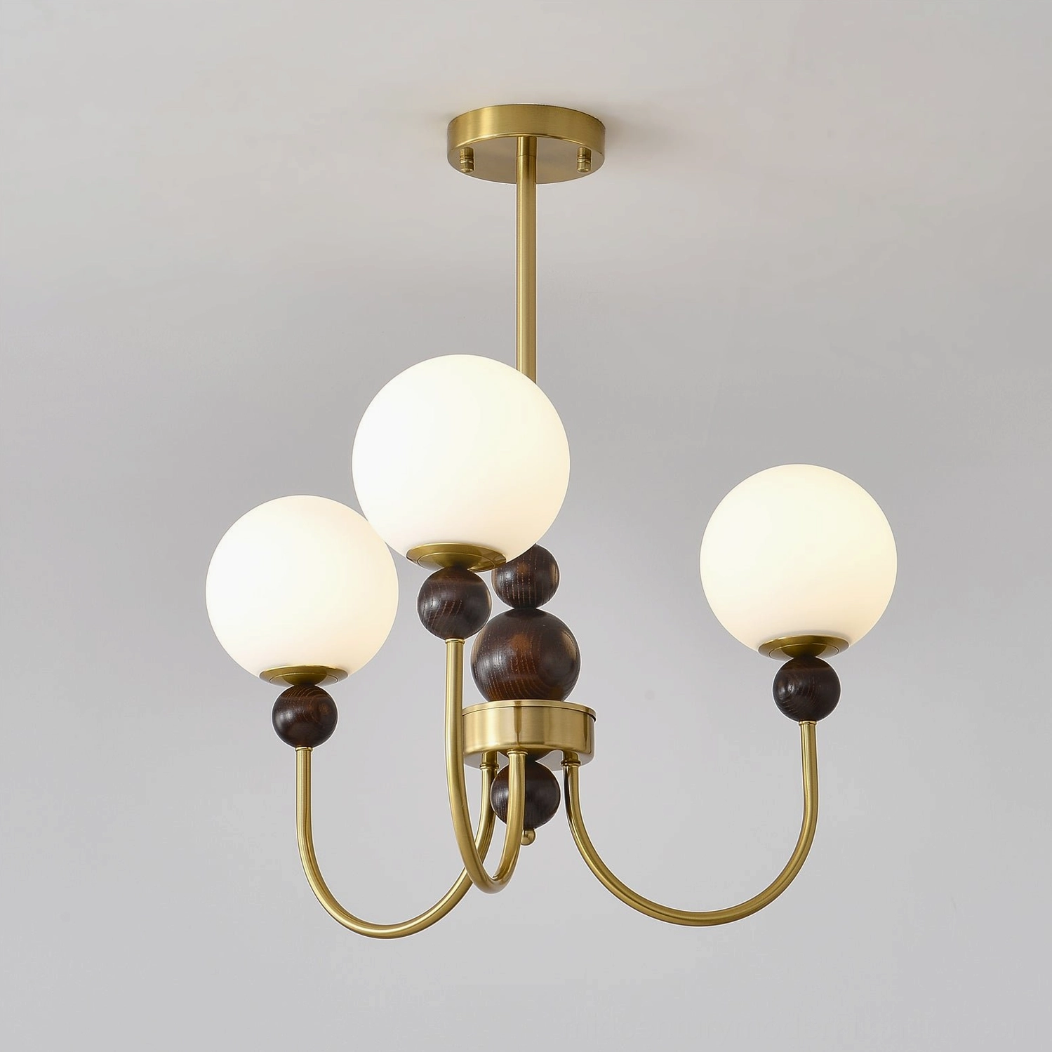 Modern glass pendant chandelier frosted sphere assembly, craftsmanship showcase