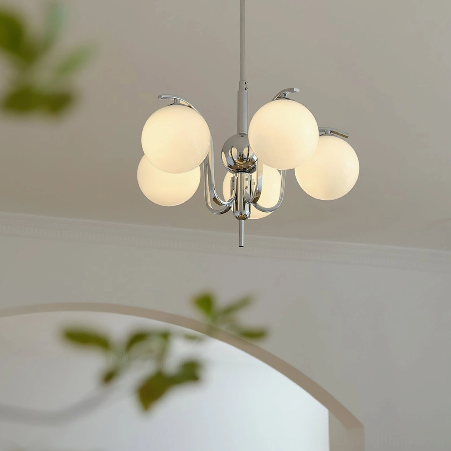 Glass globe chandelier showing individual spherical shade construction and light diffusion pattern