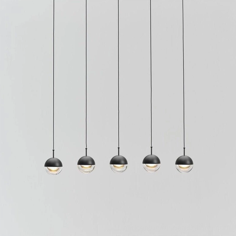 Gold spherical glass pendant chandelier modern minimalist dining interior lighting design
