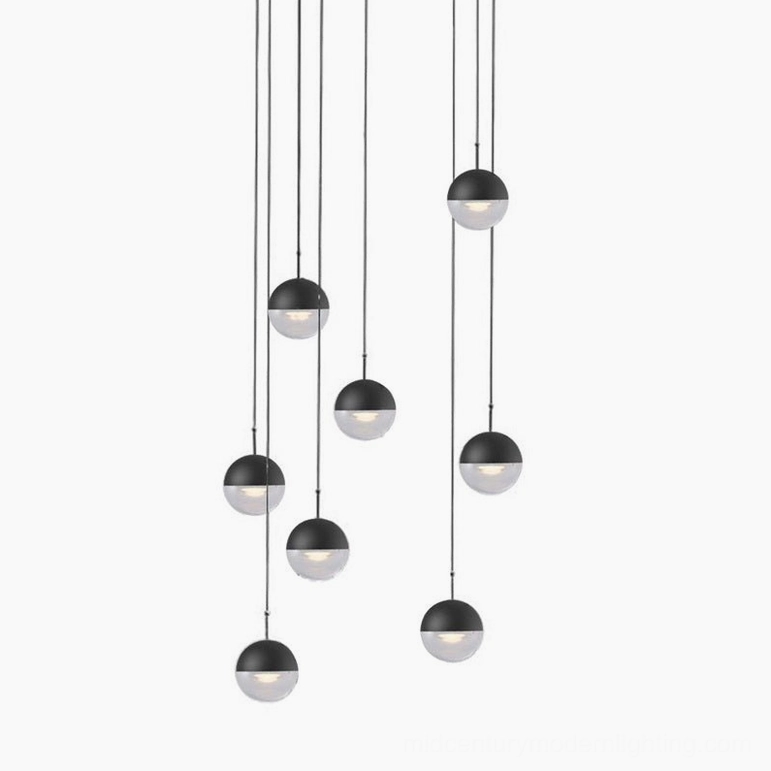 Gold spherical glass pendant lights contemporary modern interior elegant lighting setup