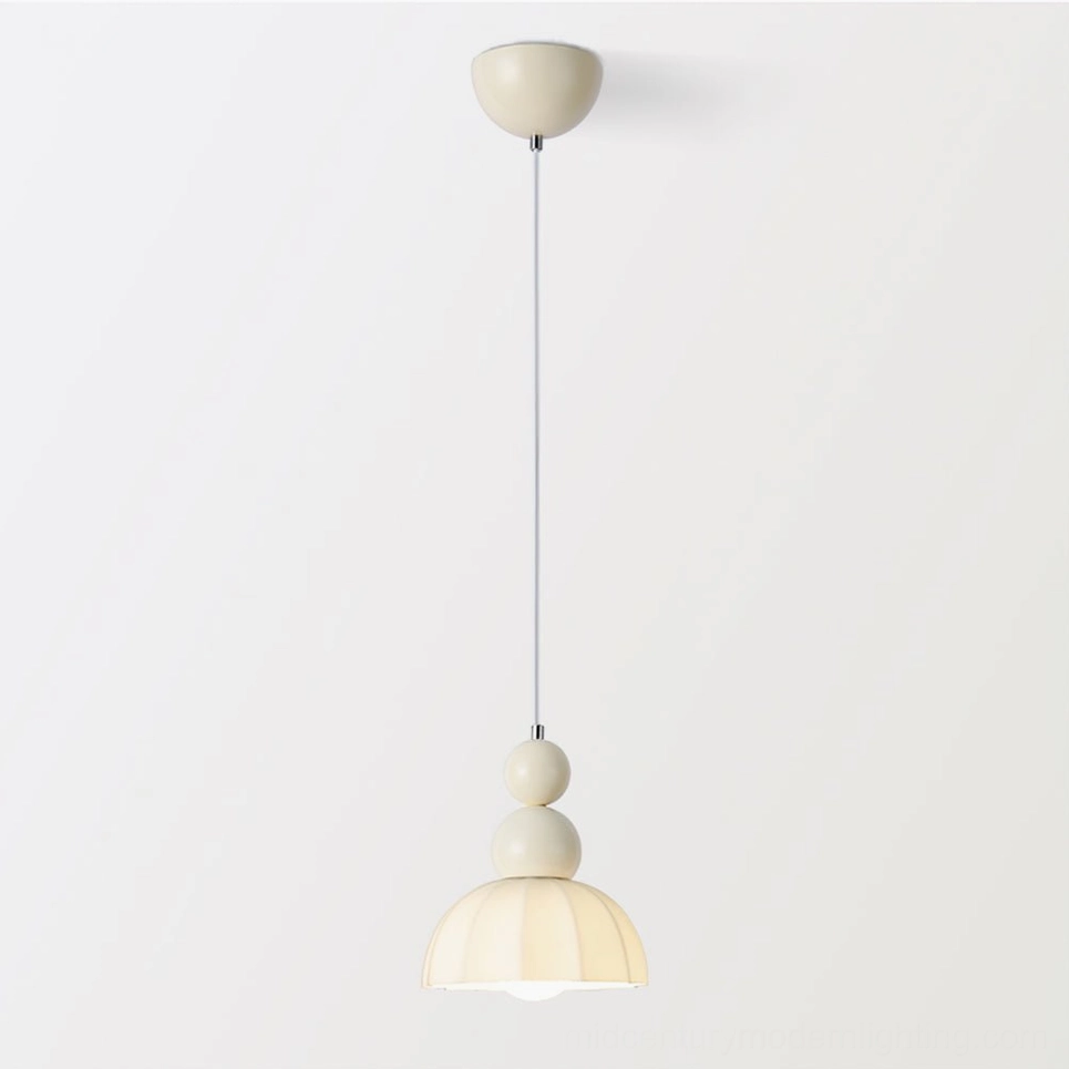 Modern gourd bubble pendant lamp with extended suspension rod and E26 E27 bulb base, side view