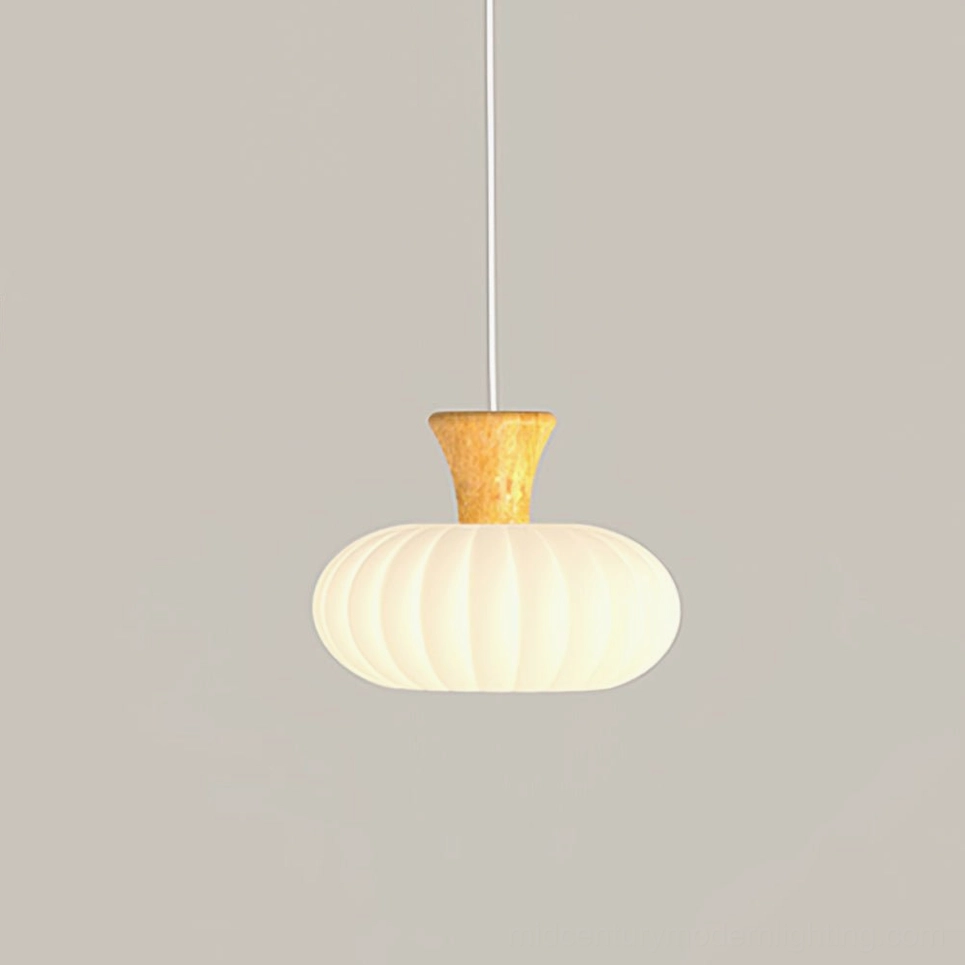 Model A gourd ribbed pendant 7.9 inch diameter medium-size modern dining light