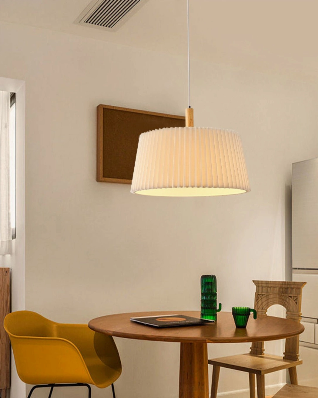 GT6 fabric pendant light in styled interior setting demonstrating ambient lighting and design application