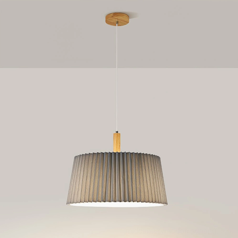 GT6 pendant light in grey fabric finish showing mid-century modern aesthetic and contemporary styling
