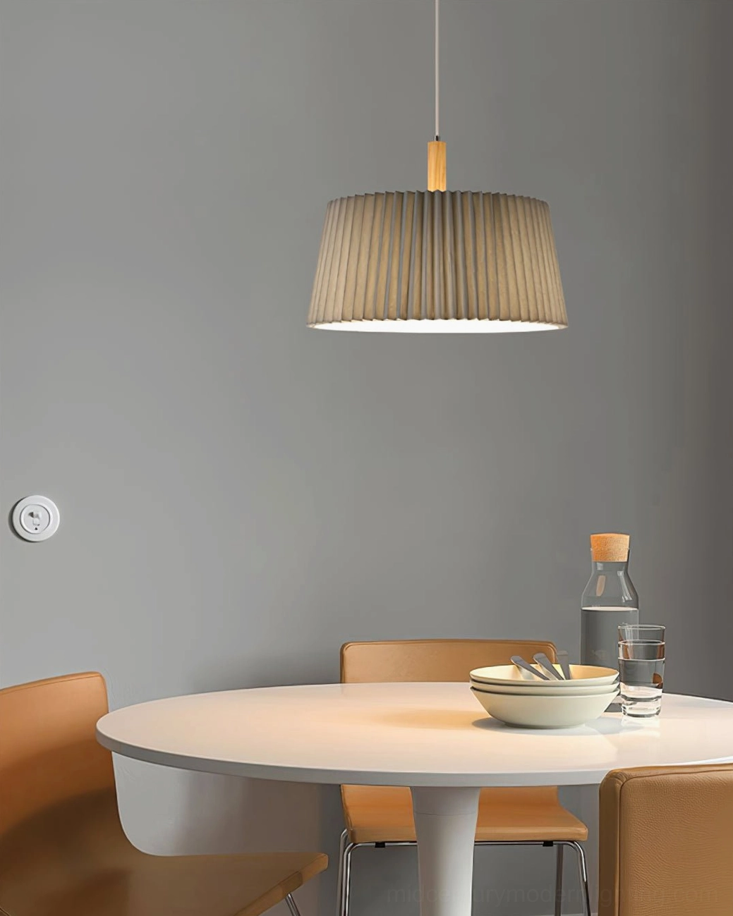 GT6 pleated pendant lamp showing full fixture profile and proportional design balance