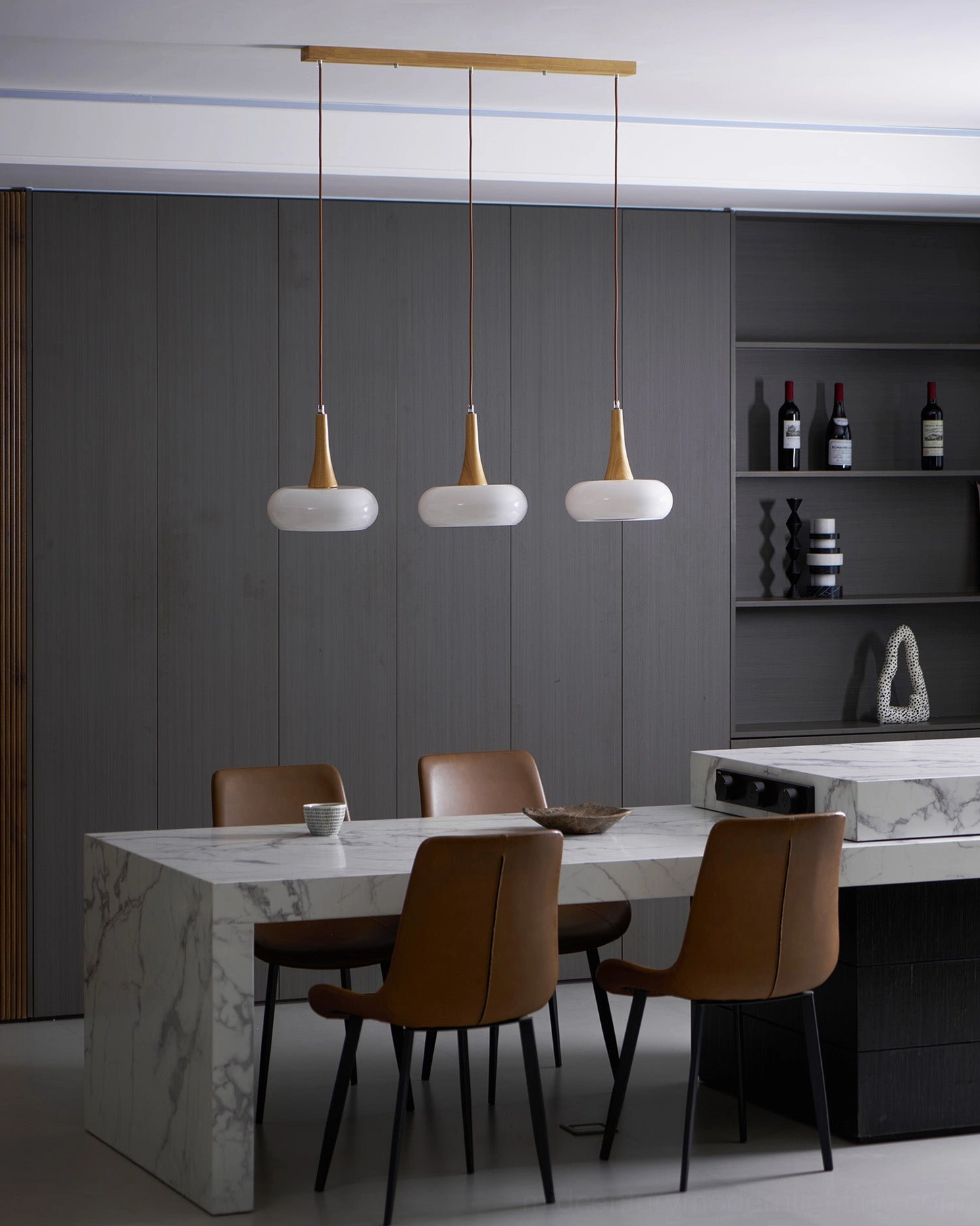 Hailie pendant lamp available finishes comparison amber wood and white wood options