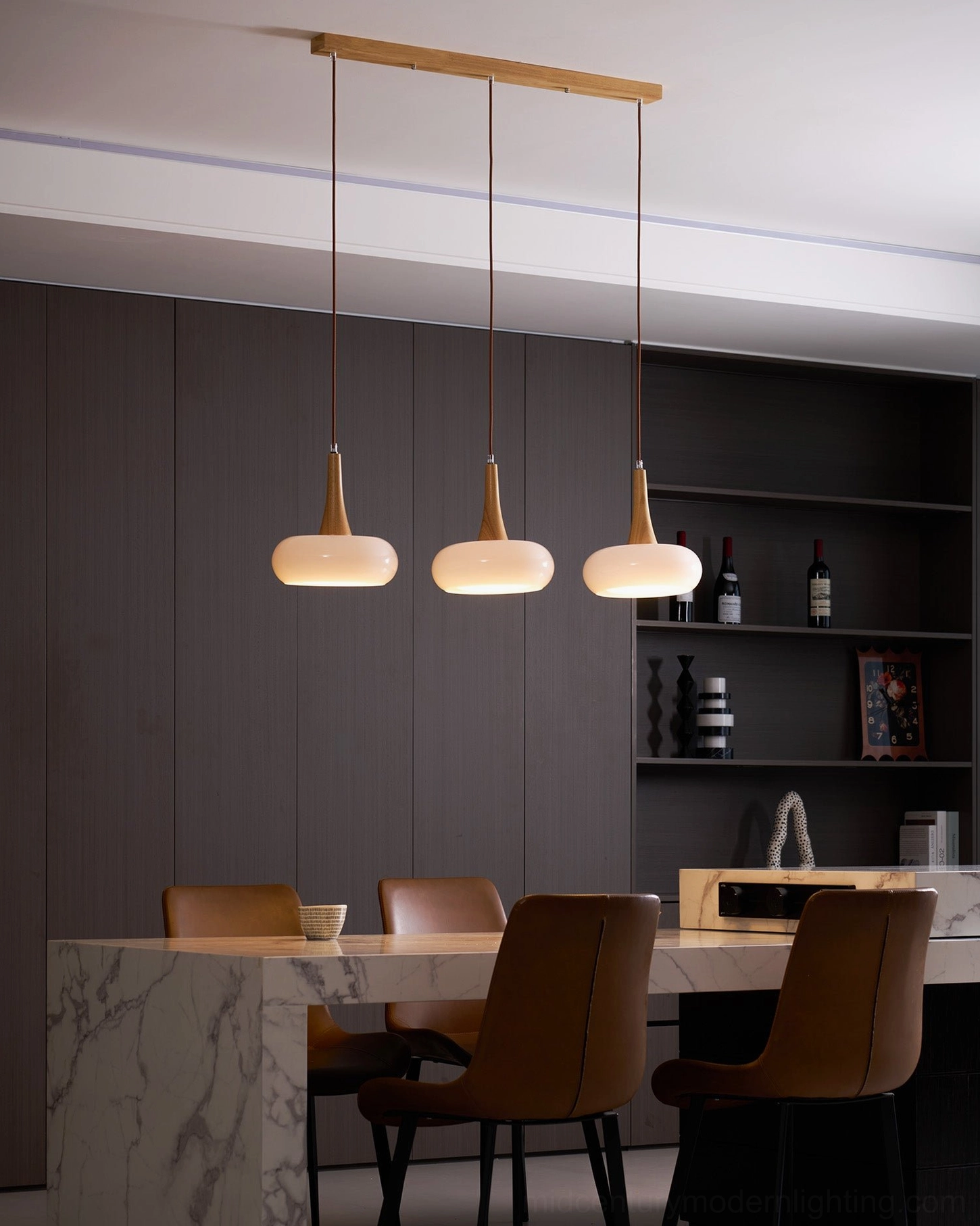 Hailie pendant lamp wood grain natural finish aging character mid-century craftsmanship