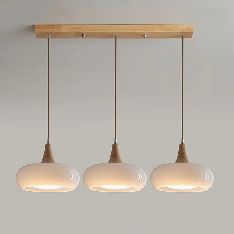 Three-head Hailie pendant lamp white frosted glass finish dimensional specifications