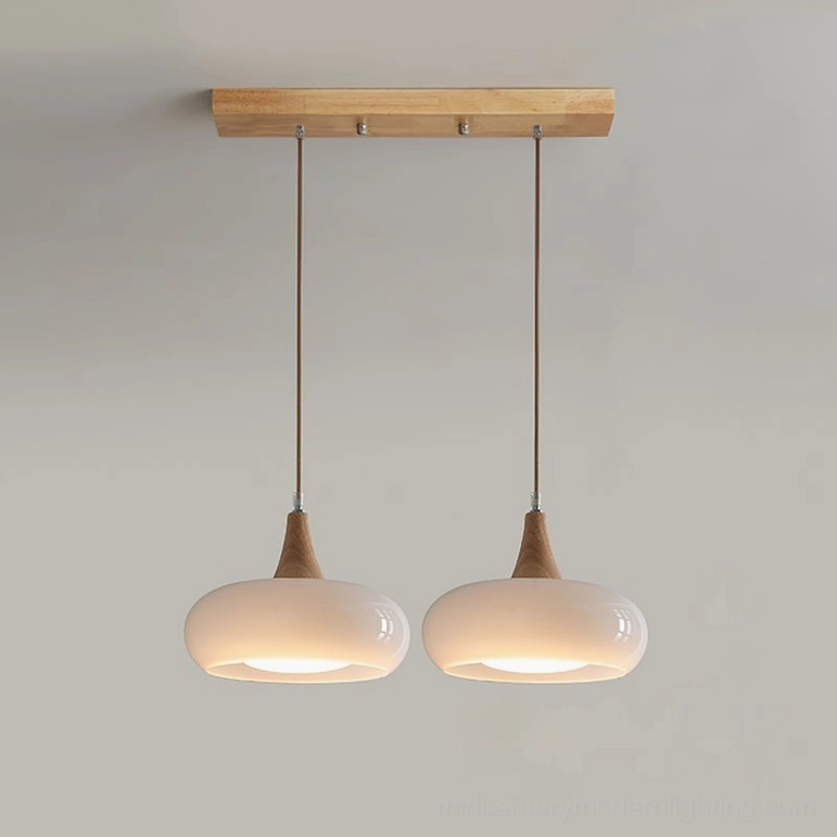 Two-head Hailie pendant lamp white glass finish dining table task lighting