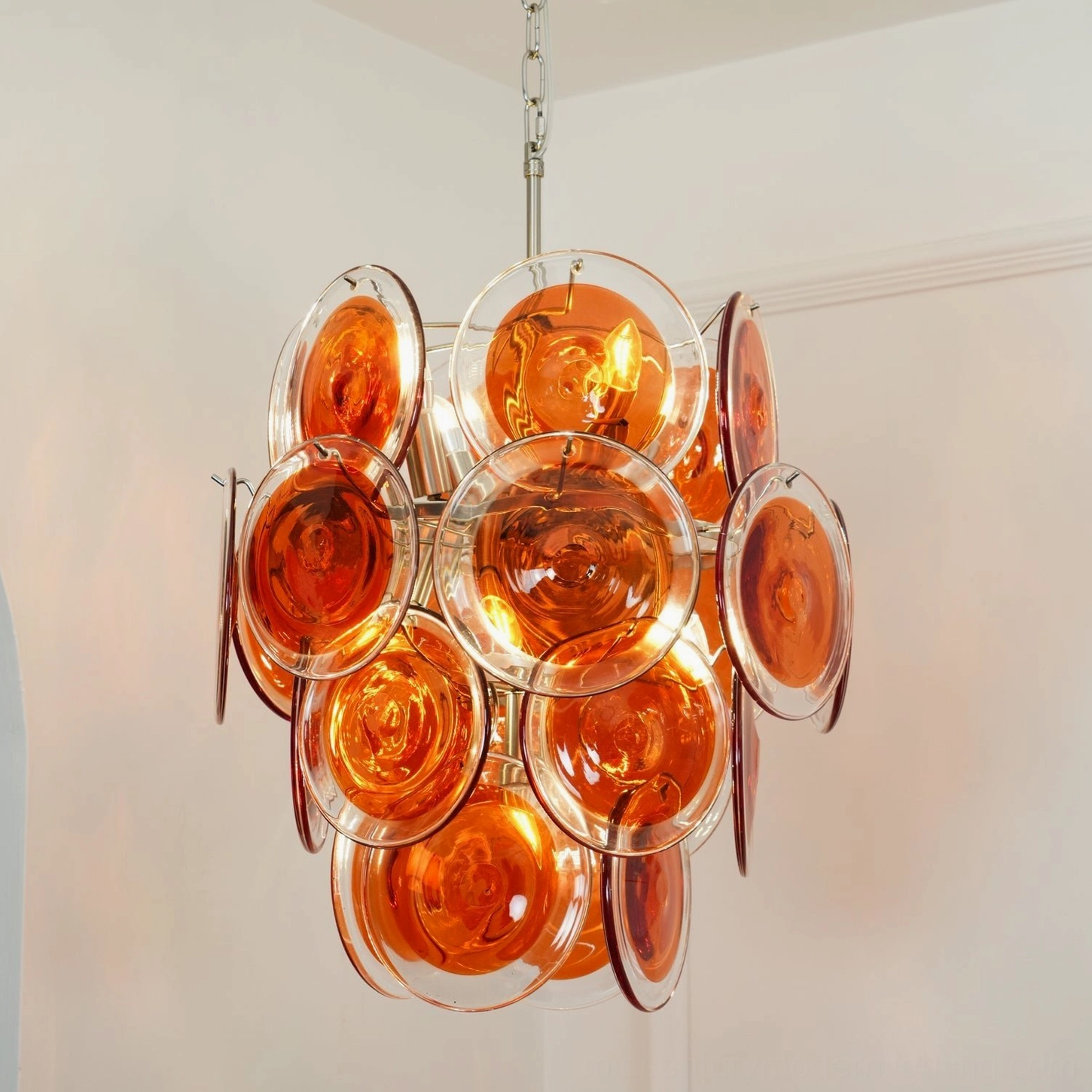 Hand-crafted Murano glass orange chandelier premium artisan fixture