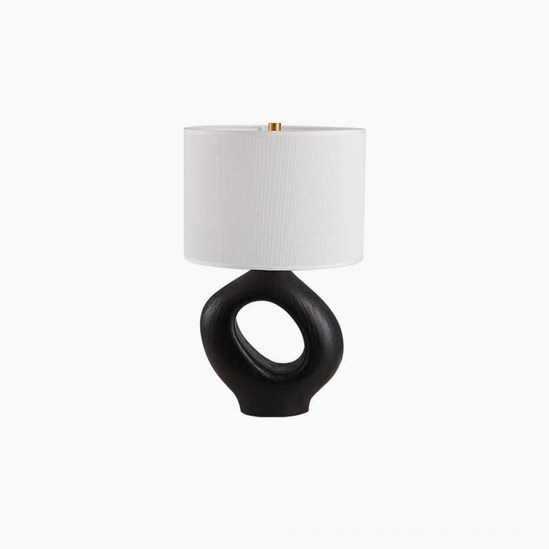 Sauce table lamp with push-button switch control, handcrafted sculptural form and authentic texture detail