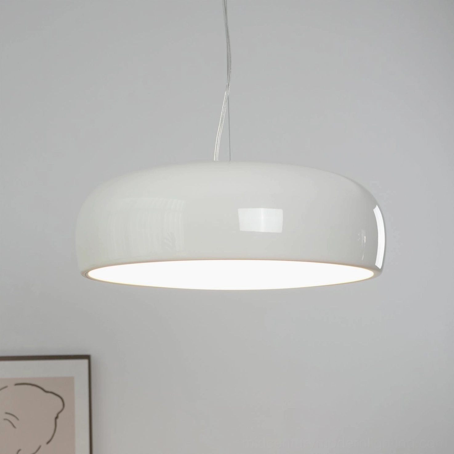 Close-up detail of Harper pendant shade and canopy, aluminum construction quality and coordinated matching finish showcase