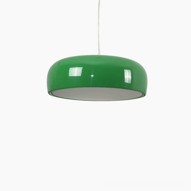 Green Harper pendant in small size configuration, 17.7 inch dome shade with nature-inspired finish for intimate interiors