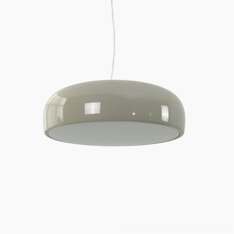 Grey Harper dome pendant in minimalist home interior, neutral tone modern lighting fixture with clean Scandinavian aesthetic