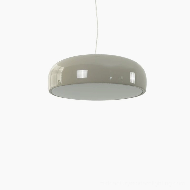 Grey Harper small dome pendant light, neutral 17.7 inch aluminum fixture for versatile modern interior styling