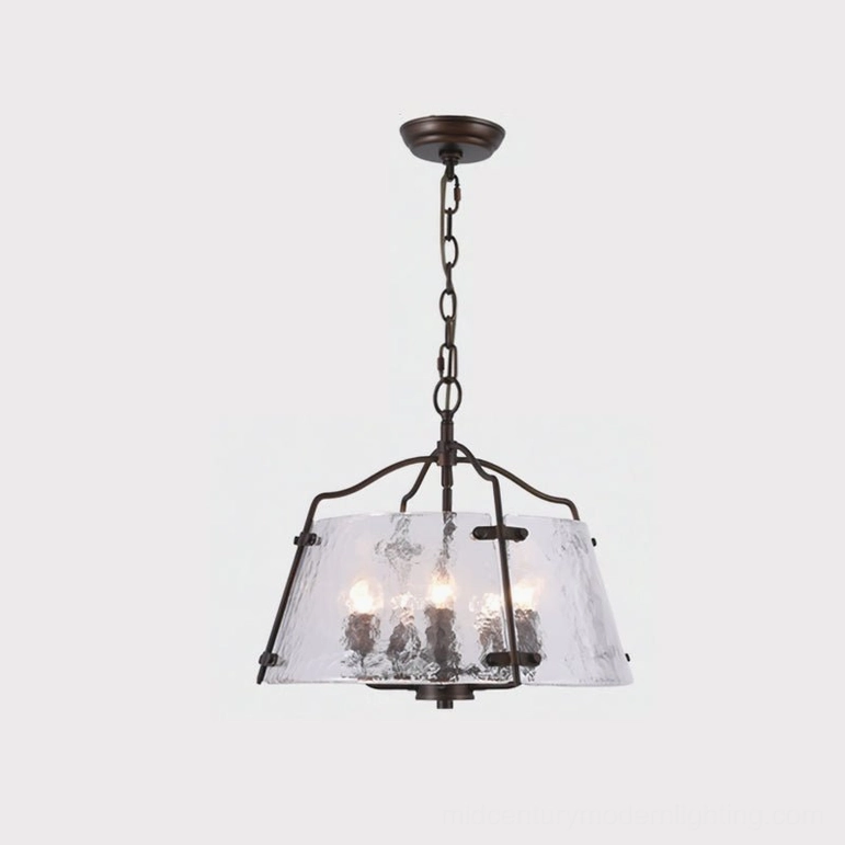 Harrow five-head pendant chandelier 18.9 inches wide dark bronze metal frame textured glass