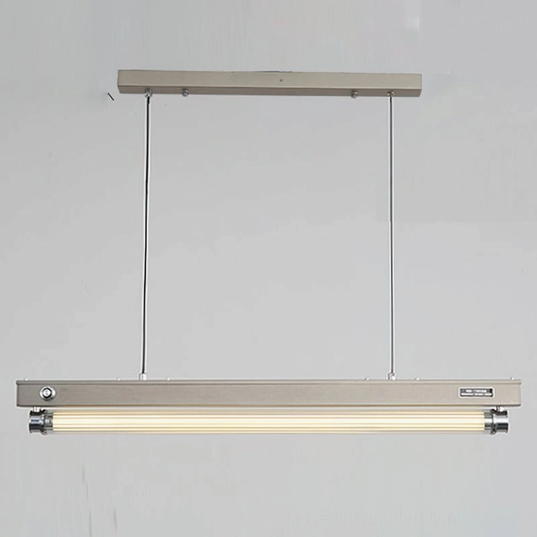 Hiromi pendant light in brushed nickel finish with dual hanging wires and uniform warm LED illumination