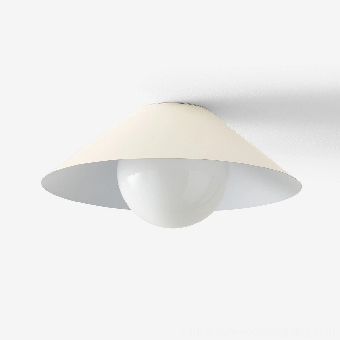 Hood Coolie geometric minimalist ceiling light with opal glass diffuser and metal conical shade