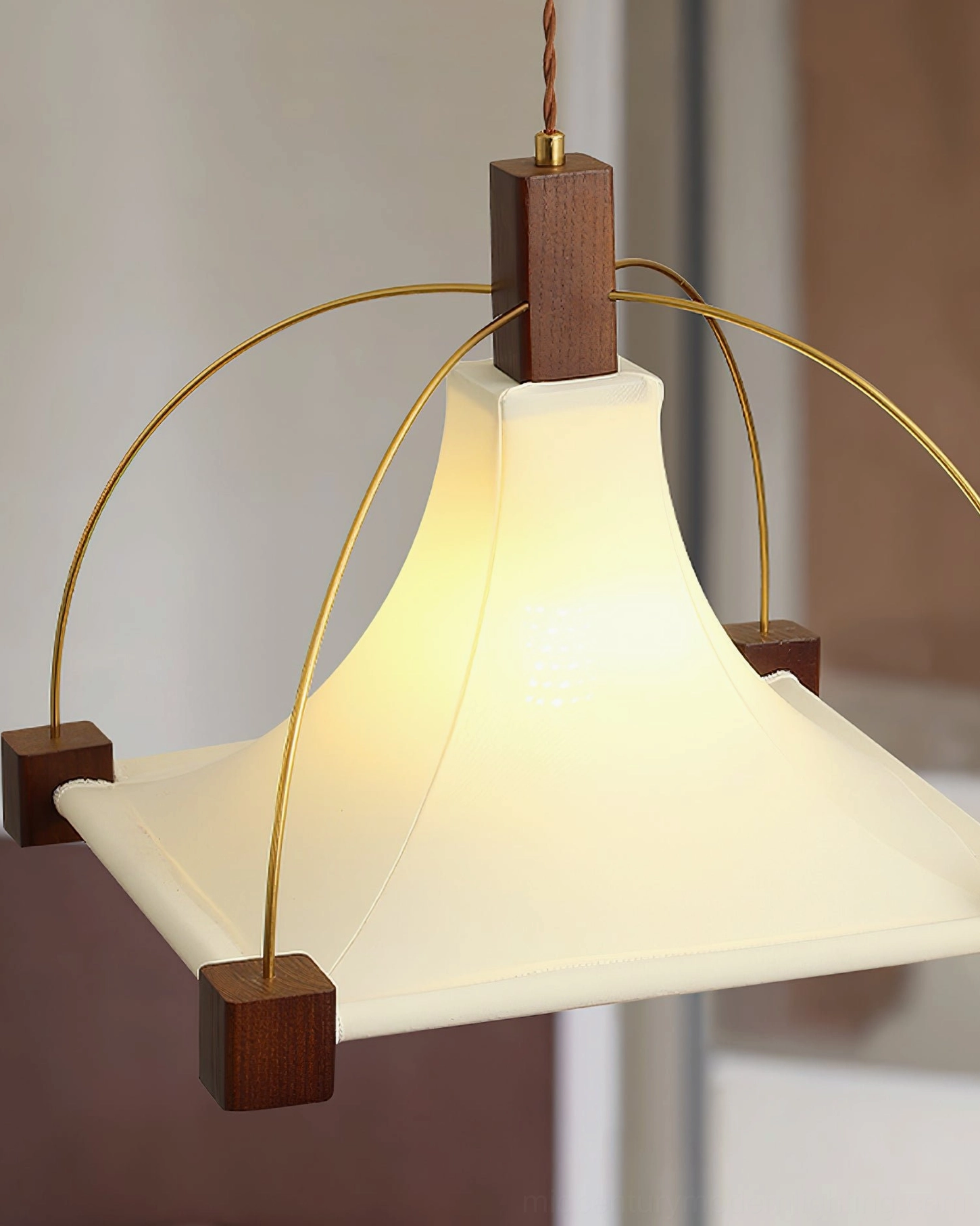 Hood pendant light bottom view fabric diffuser construction