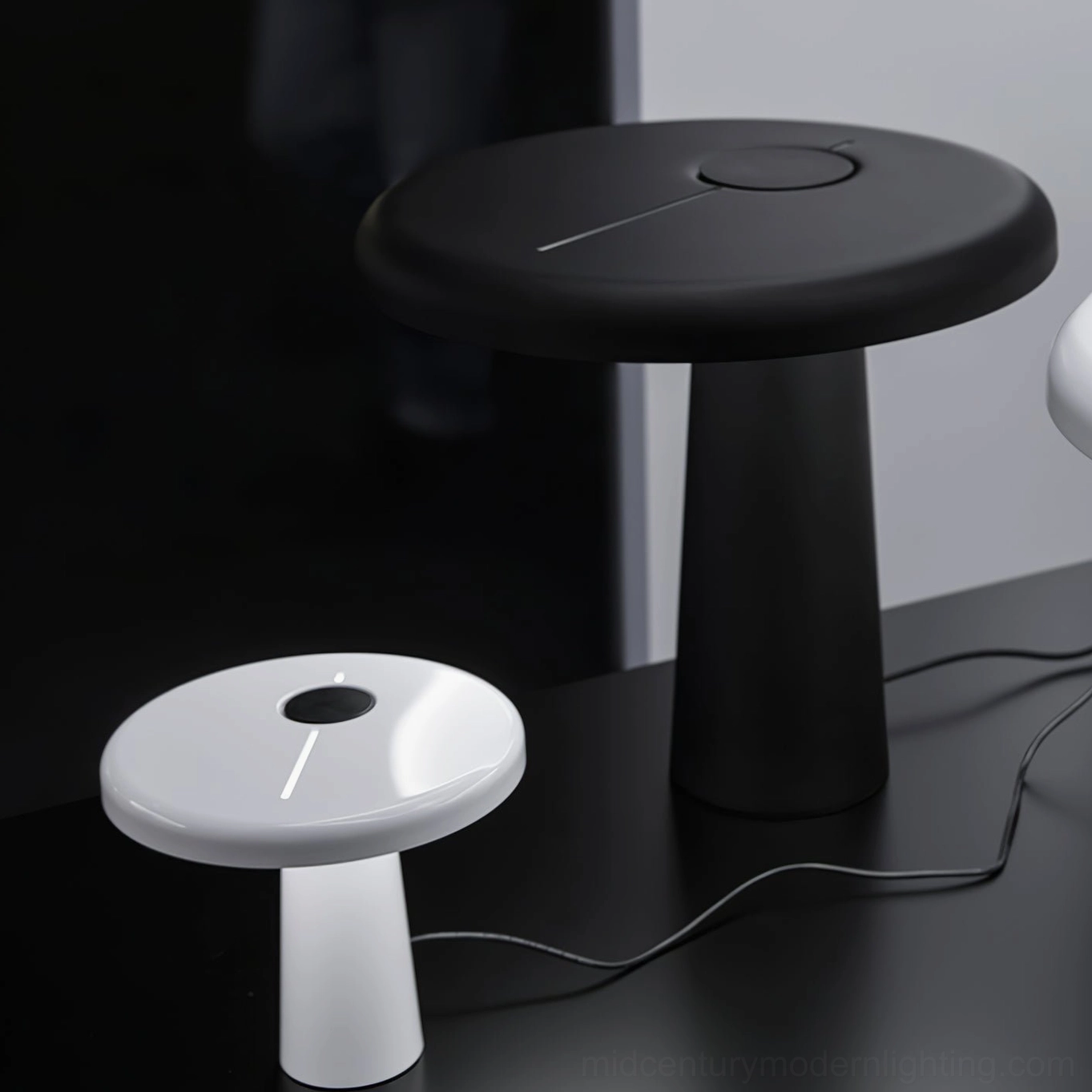 Hoop LED table lamp bottom view showing base and construction, durable metal iron design