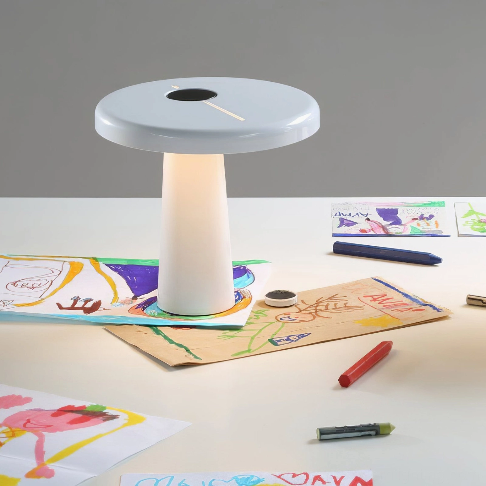 Hoop LED table lamp in red finish, bold contemporary color option for modern interiors