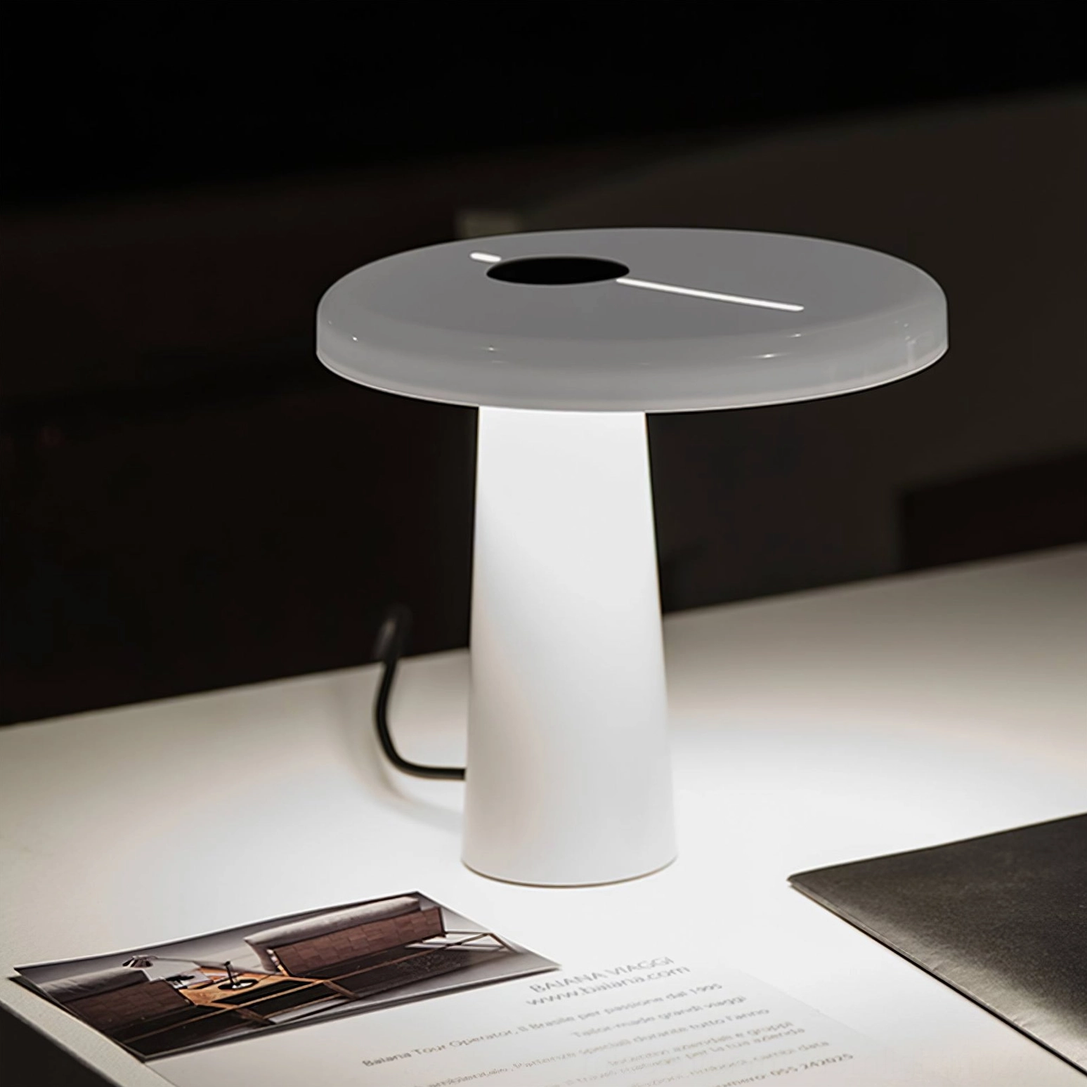 Hoop LED table lamp in scandinavian minimalist interior with natural wood and neutral tones