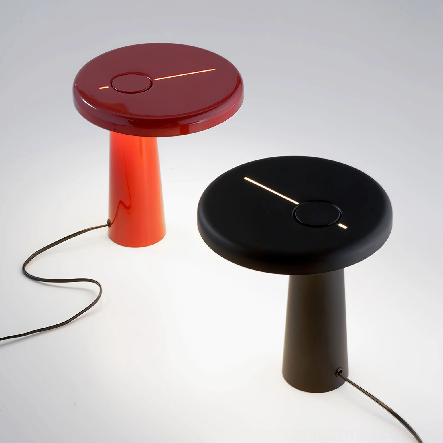 Hoop LED table lamp size comparison and scale demonstration on contemporary desk workspace