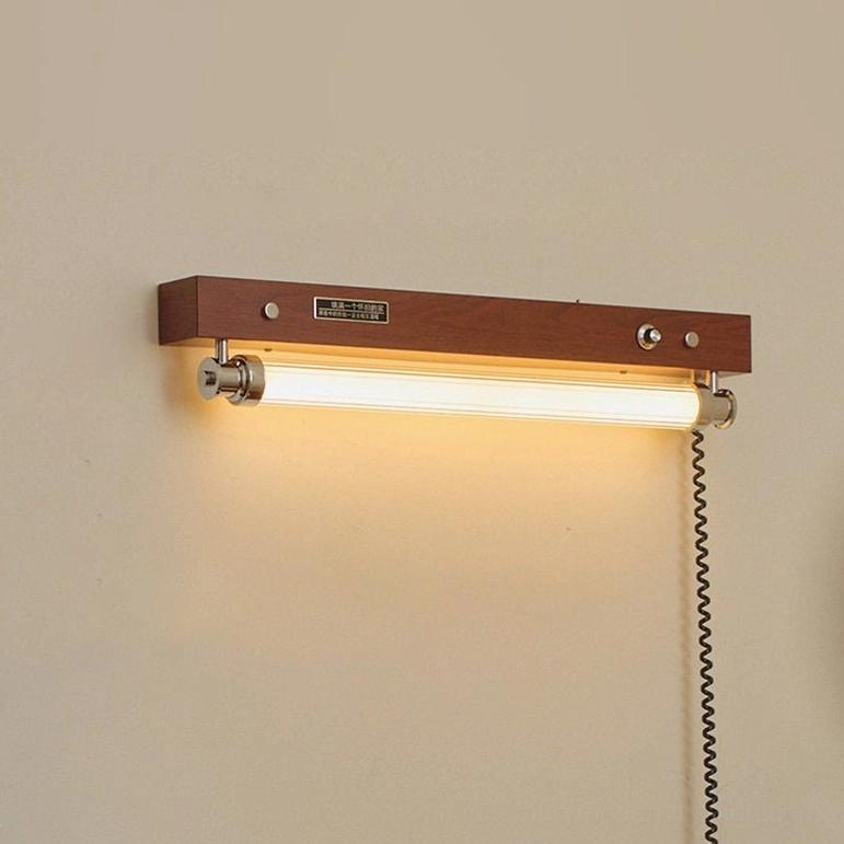 Hopper 24.4-inch medium plug-in wall sconce in walnut finish for console tables and entry lighting