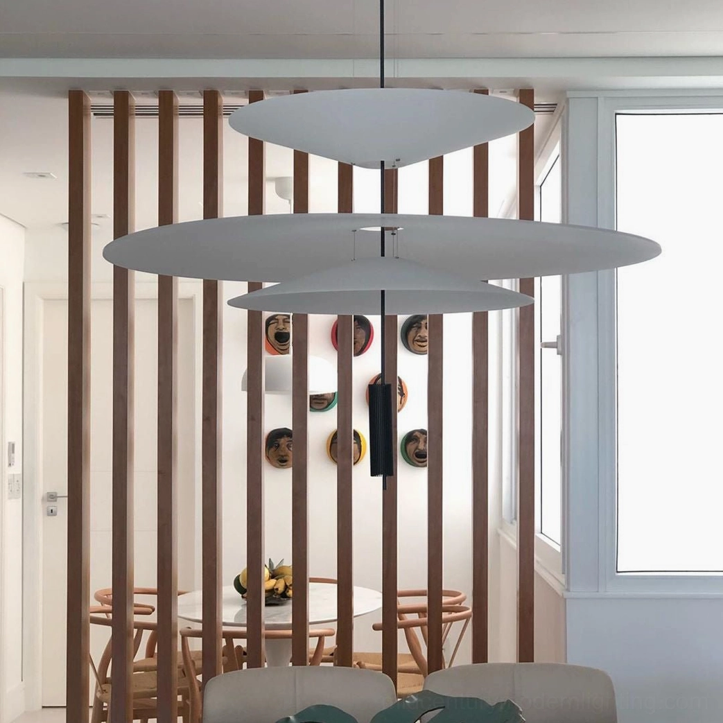 Hover Disc pendant chandelier showing material quality and precision engineering detail