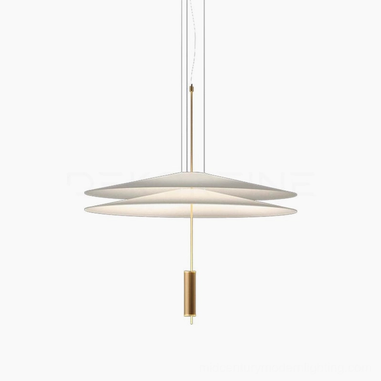 Hover Disc pendant with mixed interior styling showing adaptability to various design schemes